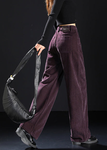 Art Purple Pockets High Waist Denim Pants Spring