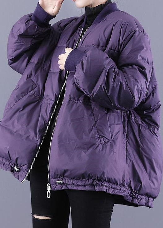Art Purple Zip Up Kordelzug Feine Baumwolle gefüllt dicke Winterjacken