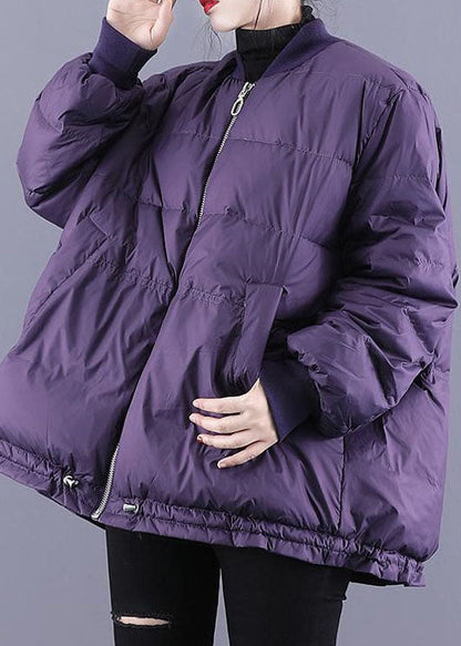 Art Purple Zip Up Kordelzug Feine Baumwolle gefüllt dicke Winterjacken