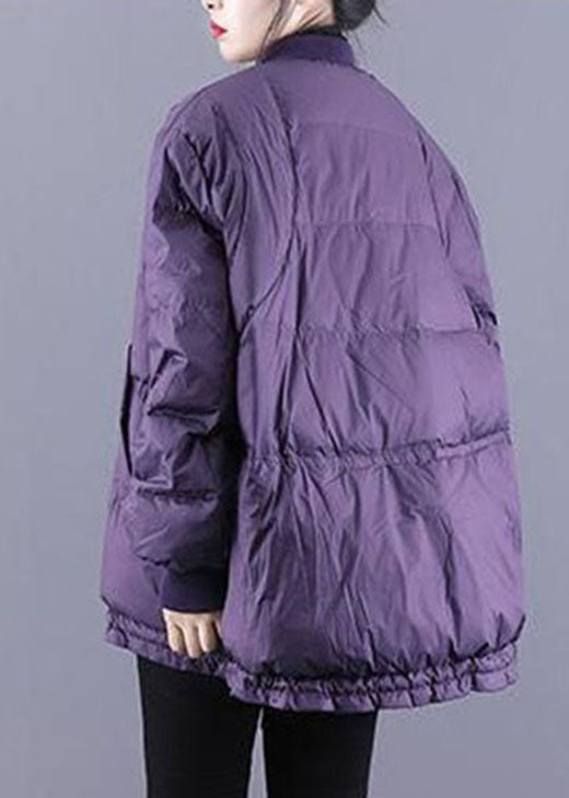 Art Purple Zip Up Kordelzug Feine Baumwolle gefüllt dicke Winterjacken