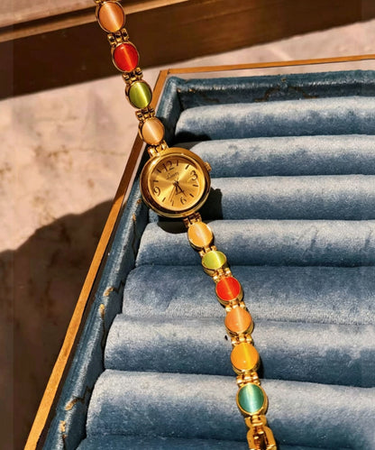 Art Rainbow Copper Alloy Gem Stone Watches