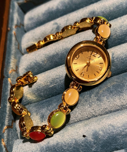 Art Rainbow Copper Alloy Gem Stone Watches