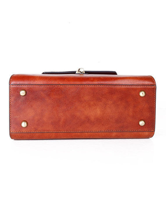 Art Red Brown Latch Paintings Kalbsleder Messenger Bag