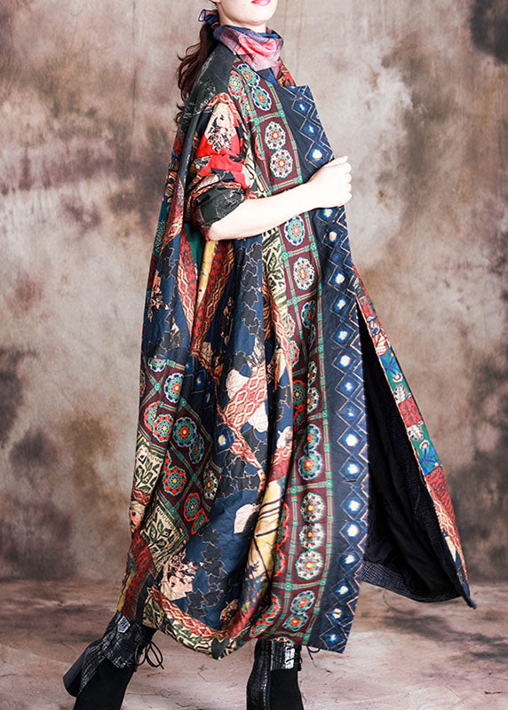 Kunst Rot Druck Knopf Patchwork asymmetrisches Design Herbst Mäntel Langarm