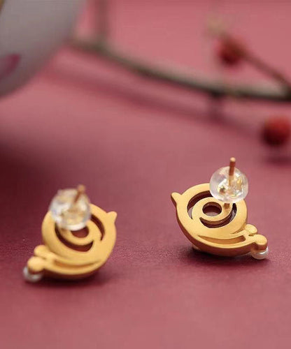 Pendientes de plata de ley roja con ágata perlada y oro antiguo