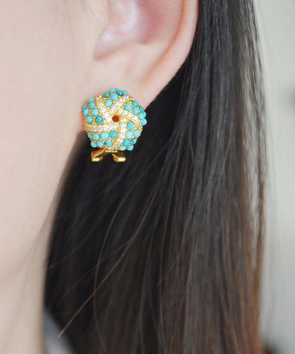 Pendientes de plata de ley roja con ágata y circonita dorada