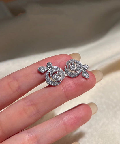 Ohrstecker aus Sterlingsilber mit Zirkonia-Rosenmotiv