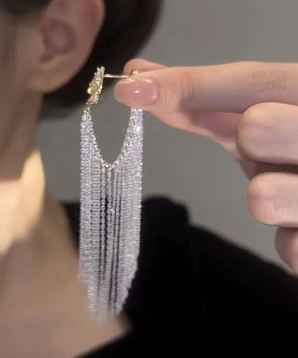 Pendientes colgantes con borlas de mariposa y circonitas de seda artística