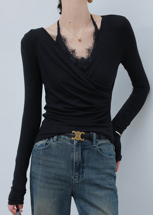 Art White Asymmetrical Cotton Halter Tops Spring