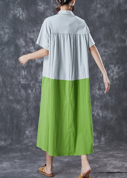 Art Grey Oversized Patchwork Taschen Baumwolle Hemdkleider Sommer