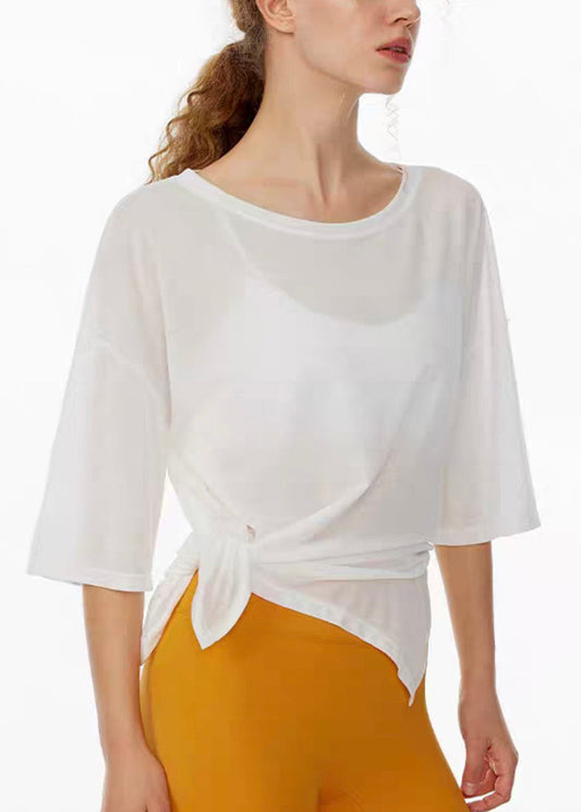 Art White O-Neck Summer Solid Yoga Tank Tops