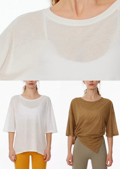 Art White O-Neck Summer Solid Yoga Tank Tops