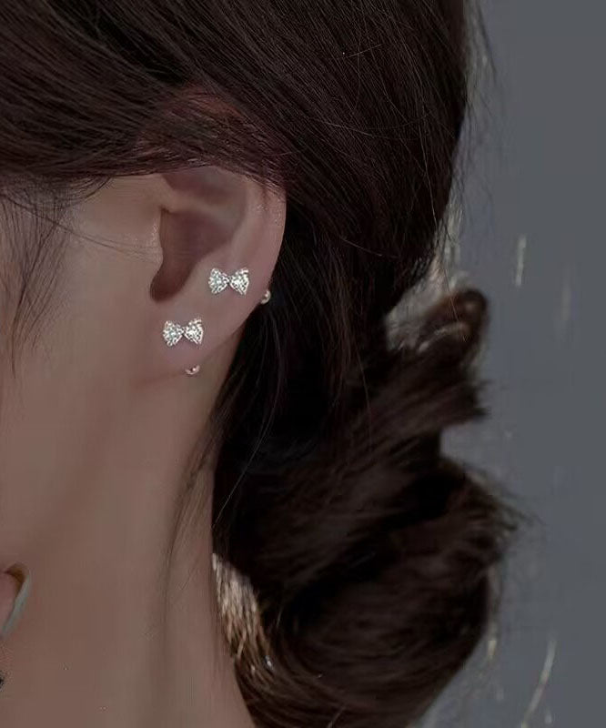 Art Weiß Edelstahl Zirkon Schleife Ohrstecker