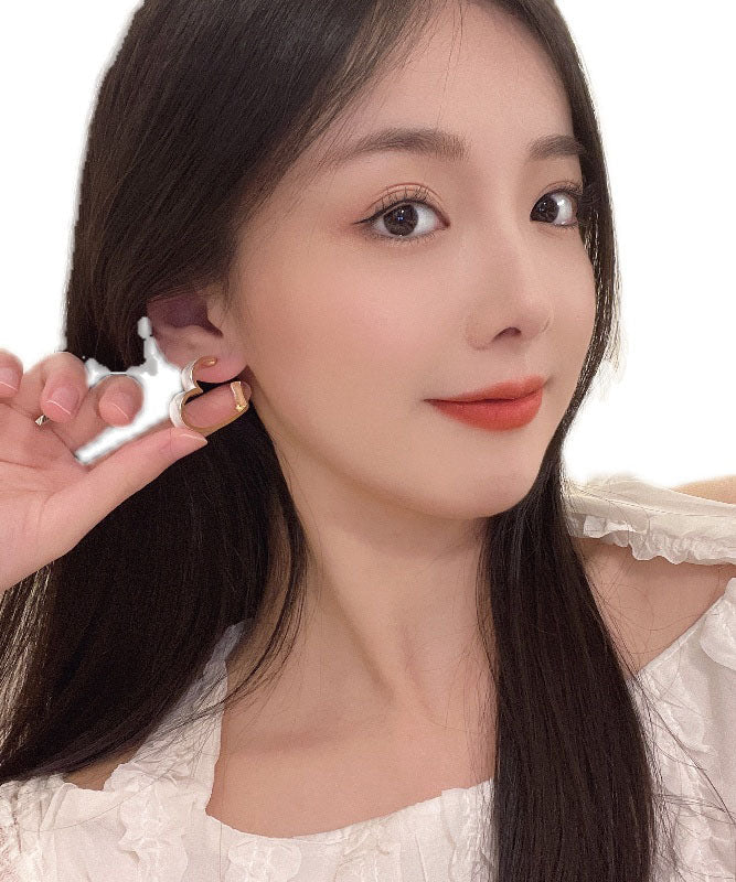 Pendientes de aro con gotas de aceite y plata de ley blanca dorada