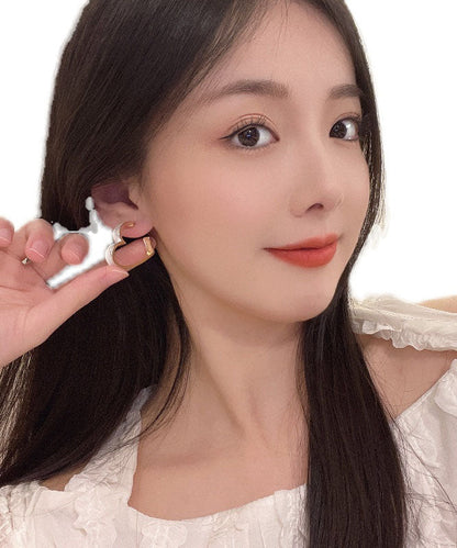 Pendientes de aro con gotas de aceite y plata de ley blanca dorada