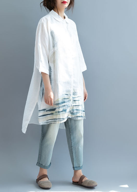 Art Weiß Seite offen Print Shirt Tops Halbarm