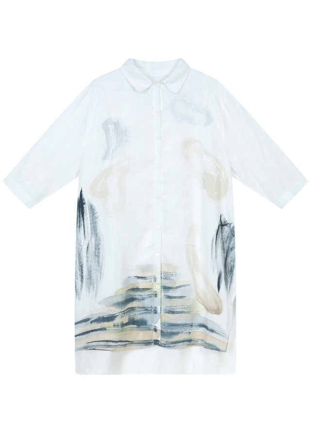 Art Weiß Seite offen Print Shirt Tops Halbarm