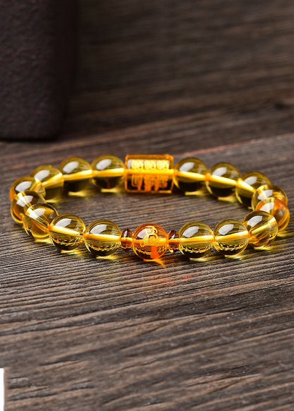 Art Yellow Crystal Buddha Beads Bracelet