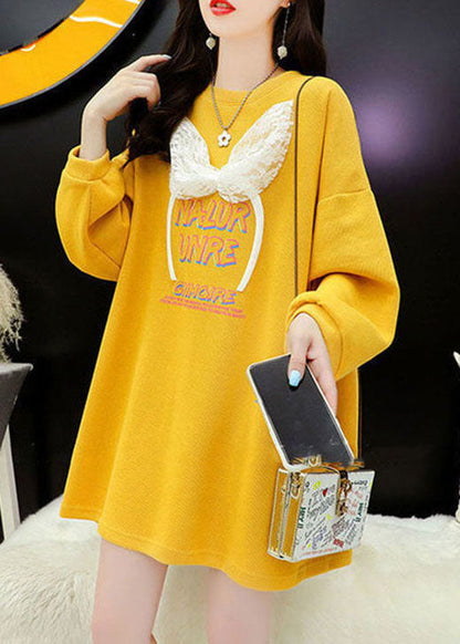 Kunst Gelb Grafik Die kaninchen wolle Sweatshirt Street wear Winter