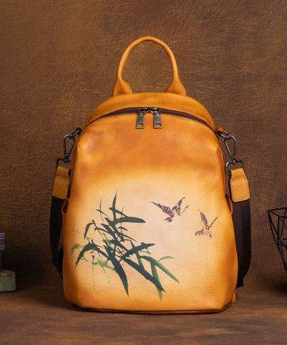Rucksack aus Kalbsleder mit Kunstgelb-Print