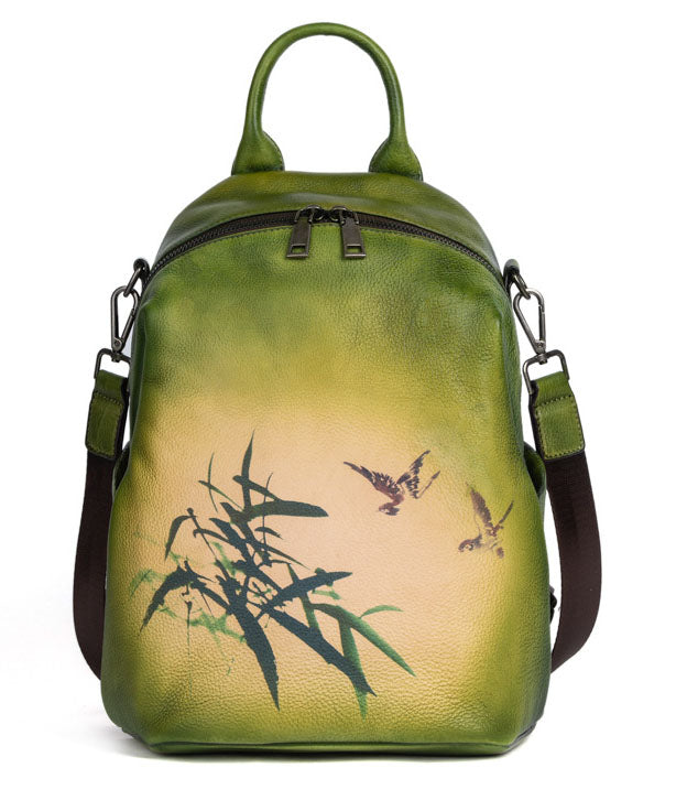 Rucksack aus Kalbsleder mit Kunstgelb-Print
