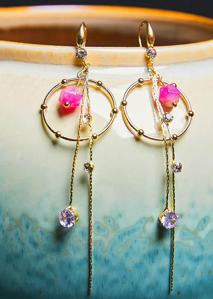 Art Zirkon Quasten 14K Gold Lange Tropfen Ohrringe 2024 neue stil