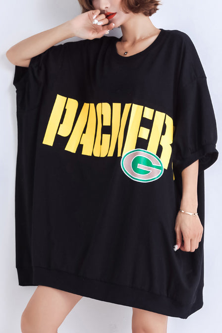 Art schwarze Baumwollbluse 2019 Outfits O-Ausschnitt Fledermausärmel Midi Sommertop