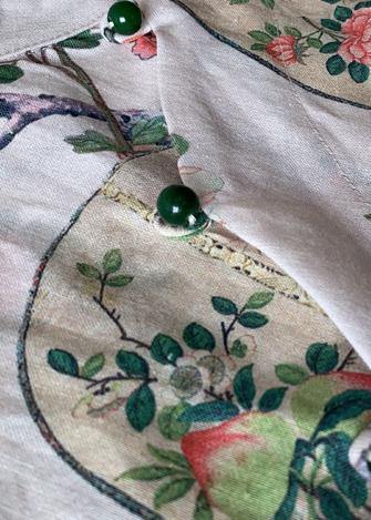 Art floral linen blouses for women half sleeve oversized stand collar shirts - SooLinen