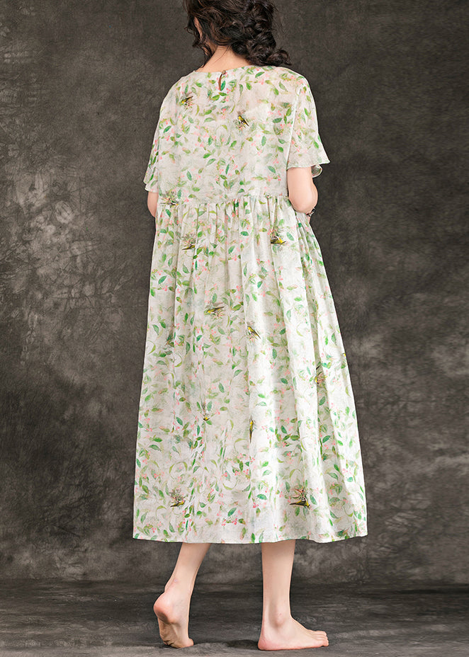 Art floral leinen kleidung Für Frauen boutique Form o neck Plus Größe Sommer Kleider