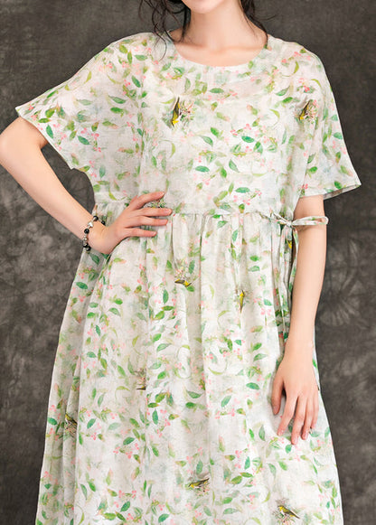 Art floral leinen kleidung Für Frauen boutique Form o neck Plus Größe Sommer Kleider