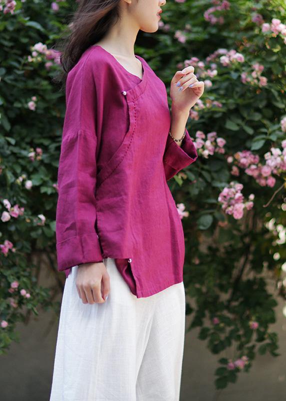 Art o neck Batwing Sleeve Shirts Inspiration burgundy shirts - SooLinen