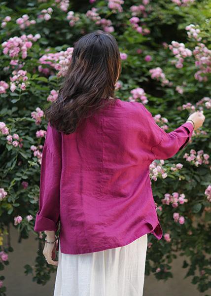 Art o neck Batwing Sleeve Shirts Inspiration burgundy shirts - SooLinen