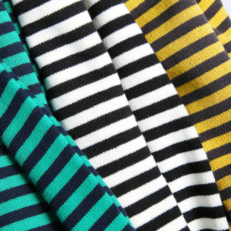 Art O-Ausschnitt Fledermausärmel Baumwolle feines Nähen gestreiftes Silhouette Top