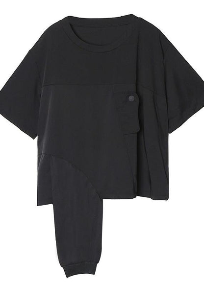 Art white Tunic o neck asymmetric oversized summer top - SooLinen