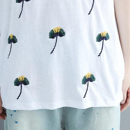 Kunst weiß baumwolle kleidung Mode Hülse o neck stickerei täglichen blusen