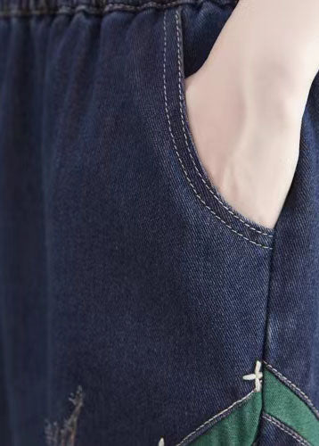 Art Navy Sommer-Jeansrock mit besticktem Loch