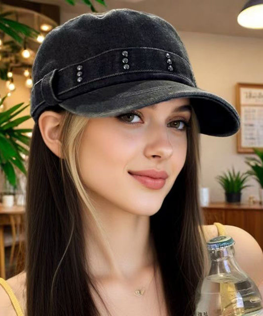 Sombrero vaquero negro con remaches para otoño e invierno