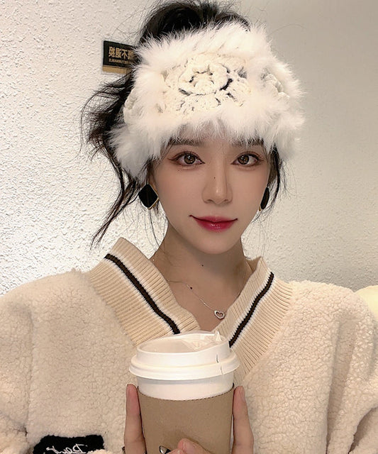 Herbst- und Winter-Haarbänder aus flauschigem Khaki-Fell