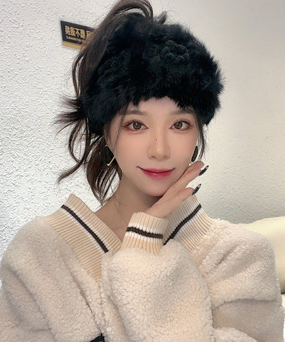 Herbst- und Winter-Haarbänder aus flauschigem Khaki-Fell