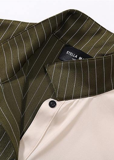 Autumn Asymmetrical Shirt Dress Long Sleeve Striped Sashes Ladies Stylish Robe - SooLinen