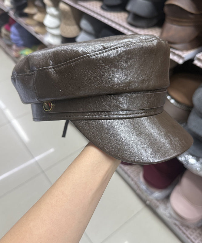 Herbst/Winter: Vielseitiger, modischer Entenschnabelhut aus schwarzem Leder