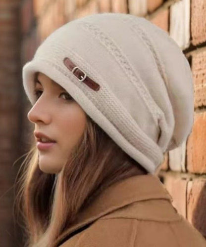 Gorro Bonnie de punto versátil color caqui para otoño e invierno