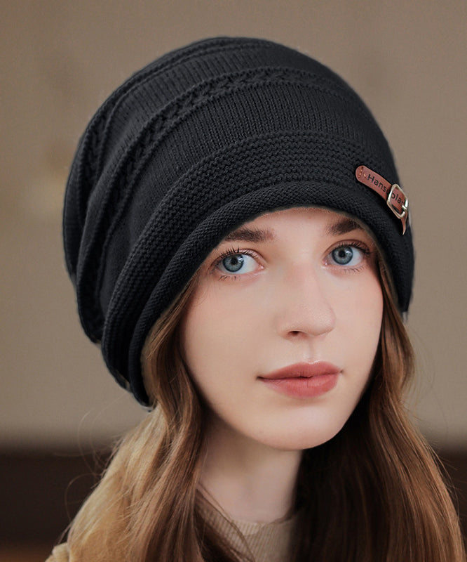 Gorro Bonnie de punto versátil color caqui para otoño e invierno