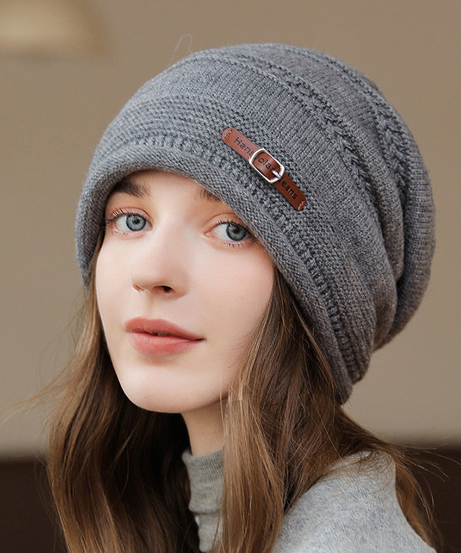 Gorro Bonnie de punto versátil color caqui para otoño e invierno