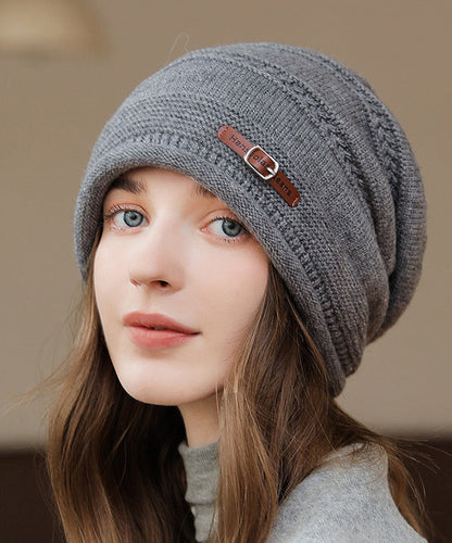 Gorro Bonnie de punto versátil color caqui para otoño e invierno