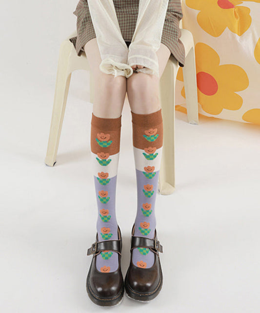 Calcetines por encima de la pantorrilla de jacquard, nuevos y bonitos, para otoño e invierno.