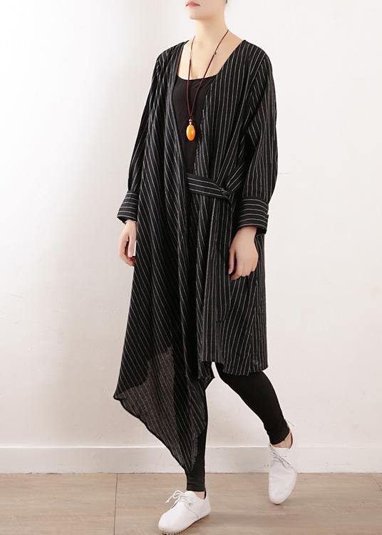 Autumn new original design loose asymmetrical striped shirt cardigan coat - SooLinen