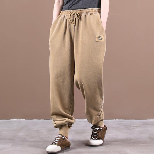 Autumn new style Korean trousers with lace-up threaded mouth khaki ming casual pants - SooLinen
