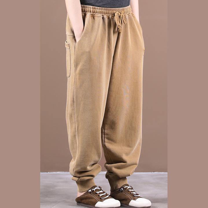 Autumn new style Korean trousers with lace-up threaded mouth khaki ming casual pants - SooLinen
