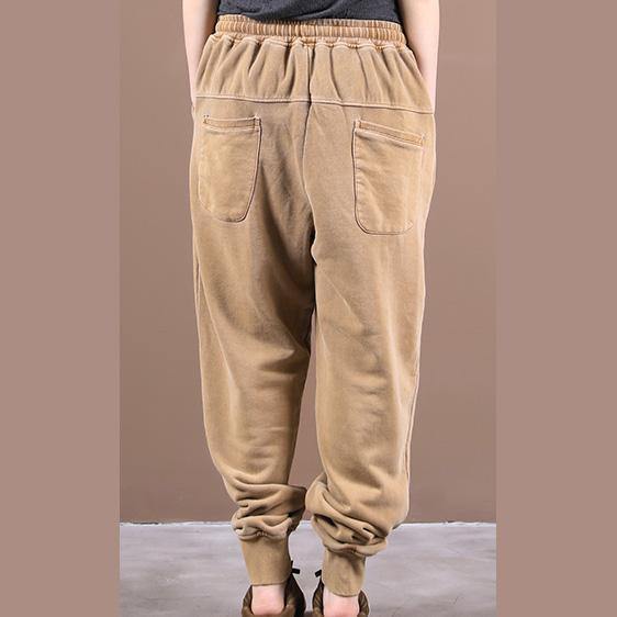 Autumn new style Korean trousers with lace-up threaded mouth khaki ming casual pants - SooLinen